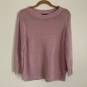 Tahari 100% Linen Pastel Rose Pink Knit Sweater L